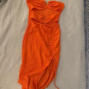 ✨5 for $25✨ Strapless Orange Cutout Midi Dress
